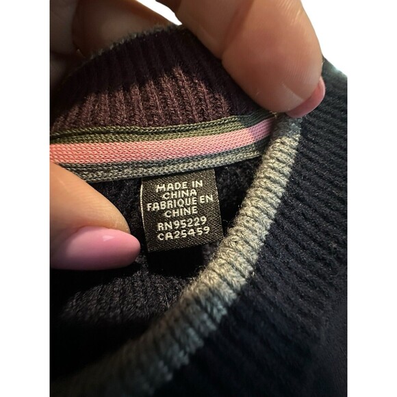 TED BAKER London Wool 6 2XL Crewneck Sweater Sweatshirt Navy Ribbed Men #IJ11-5 - Picture 5 of 12